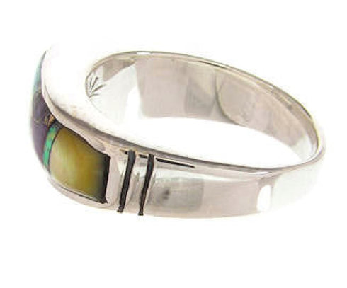 Southwest Multicolor Inlay Silver Ring Size 6-1/4 YS58776
